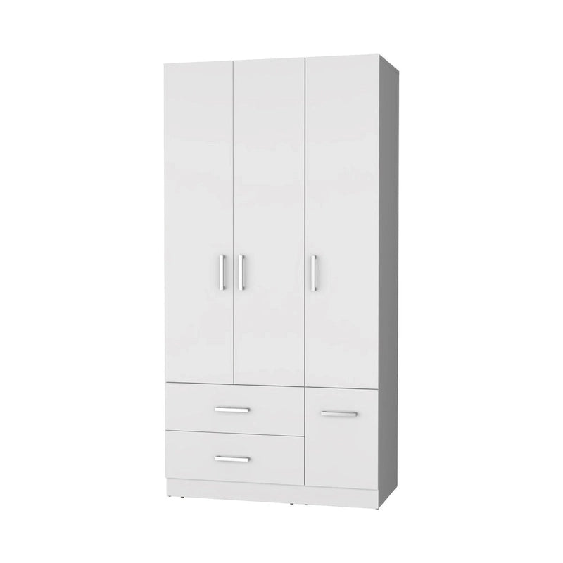Tall Bedroom Wardrobe with 4 Doors, 2 Drawers & Hanging Rod