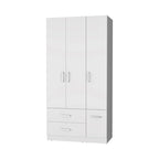 Tall Bedroom Wardrobe with 4 Doors, 2 Drawers & Hanging Rod