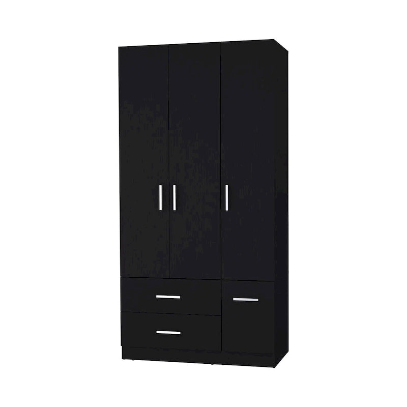 Tall Bedroom Wardrobe with 4 Doors, 2 Drawers & Hanging Rod