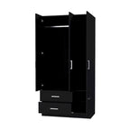 Tall Bedroom Wardrobe with 4 Doors, 2 Drawers & Hanging Rod