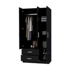 Tall Bedroom Wardrobe with 4 Doors, 2 Drawers & Hanging Rod