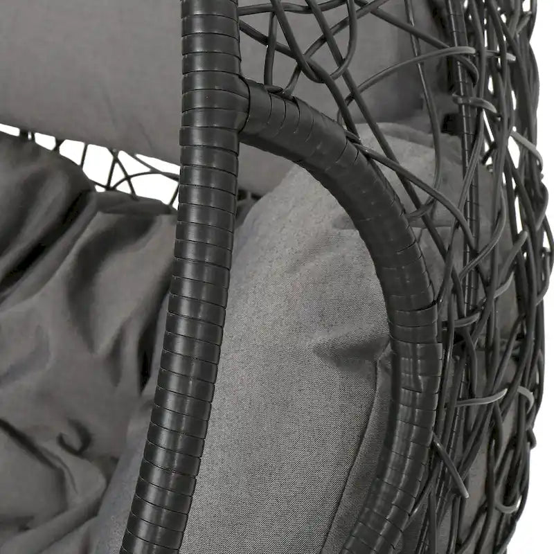Wasserdichter Outdoor-Hängesessel aus Polyrattan mit Kissen, Hängesitz – 136 kg Tragkraft
