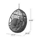 Wasserdichter Outdoor-Hängesessel aus Polyrattan mit Kissen, Hängesitz – 136 kg Tragkraft