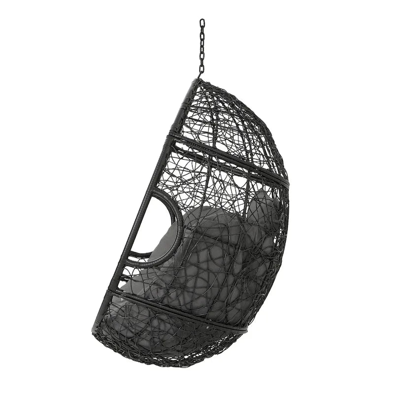Wasserdichter Outdoor-Hängesessel aus Polyrattan mit Kissen, Hängesitz – 136 kg Tragkraft