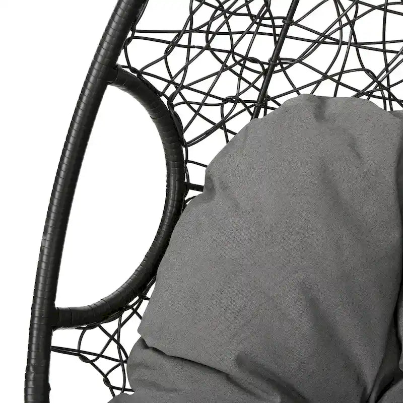 Wasserdichter Outdoor-Hängesessel aus Polyrattan mit Kissen, Hängesitz – 136 kg Tragkraft