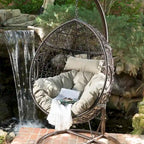Wasserdichter Outdoor-Hängesessel aus Polyrattan mit Kissen, Hängesitz – 136 kg Tragkraft