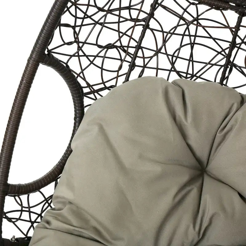 Wasserdichter Outdoor-Hängesessel aus Polyrattan mit Kissen, Hängesitz – 136 kg Tragkraft