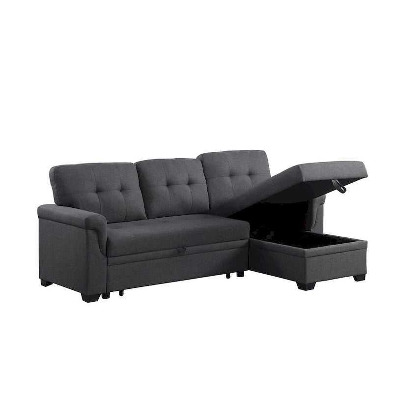 84-inch Reversible Sleeper Sectional Sofa with Storage Chaise