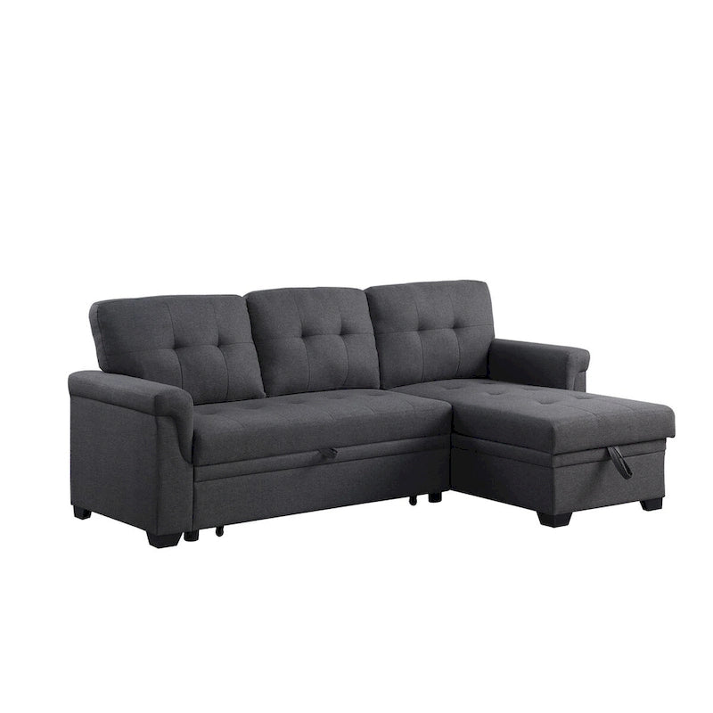 84-inch Reversible Sleeper Sectional Sofa with Storage Chaise