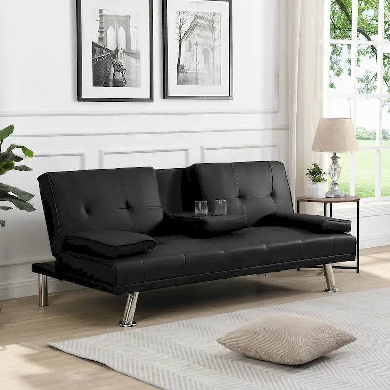 Holz-Schlafsofa mit Armlehne und zwei Haltern