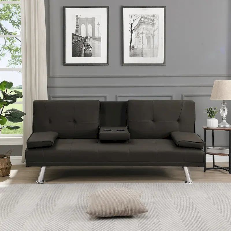 Holz-Schlafsofa mit Armlehne und zwei Haltern