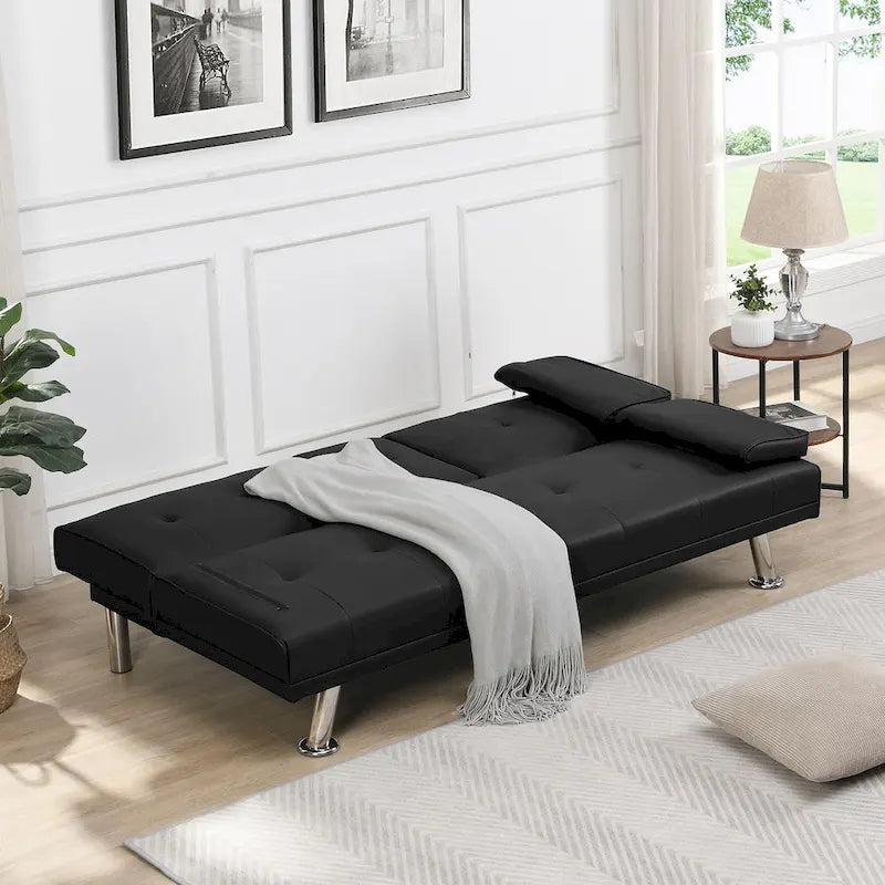 Holz-Schlafsofa mit Armlehne und zwei Haltern