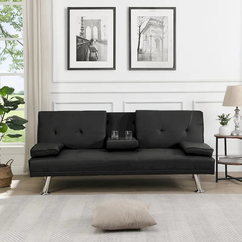 Holz-Schlafsofa mit Armlehne und zwei Haltern