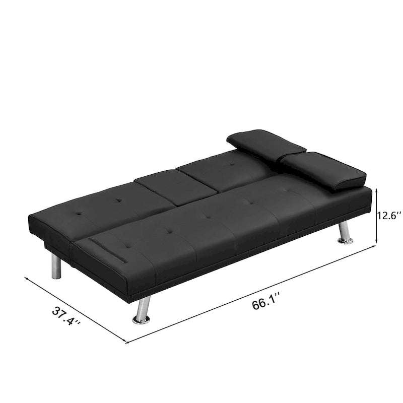 Holz-Schlafsofa mit Armlehne und zwei Haltern