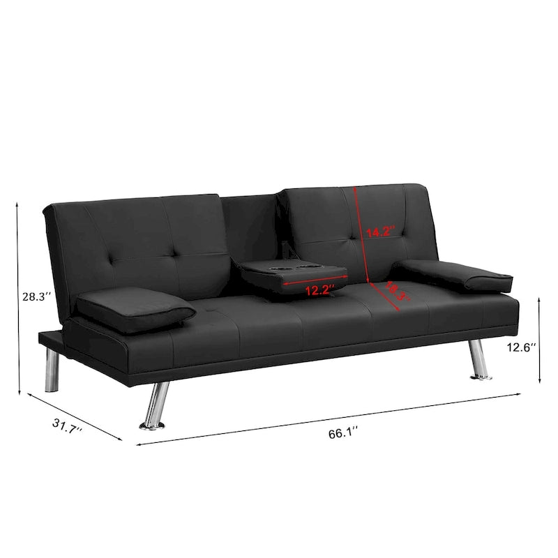 Holz-Schlafsofa mit Armlehne und zwei Haltern