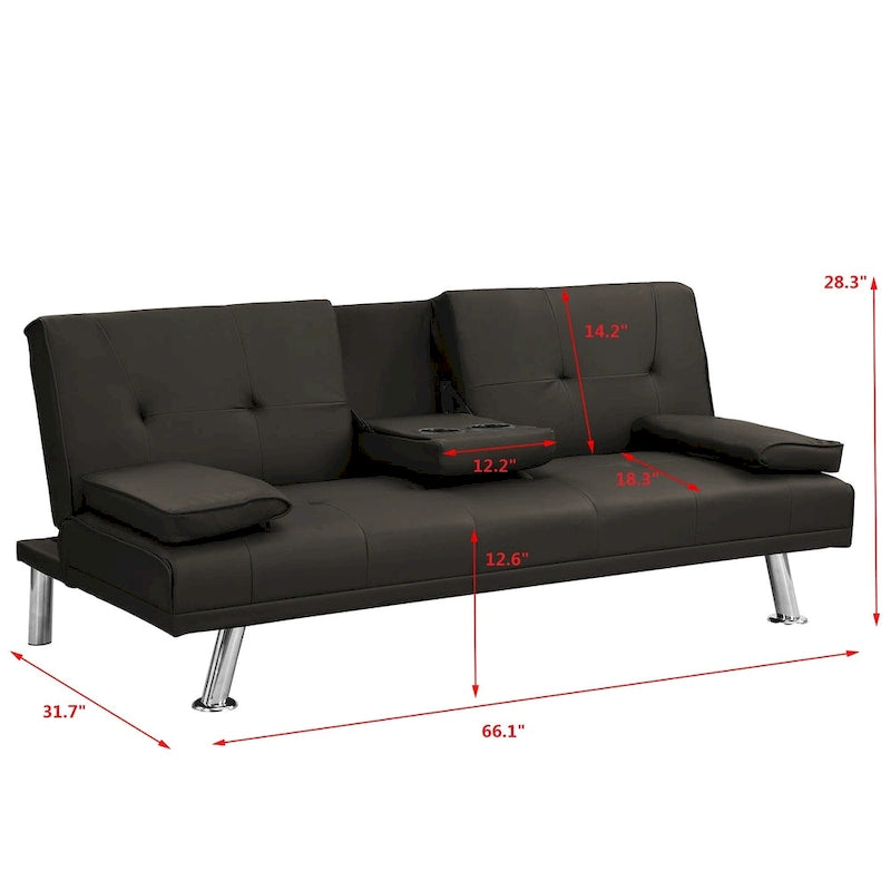 Holz-Schlafsofa mit Armlehne und zwei Haltern