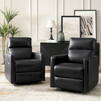 Josefa Modern Genuine Leather Swivel Rocker Recliner Set of 2 by 