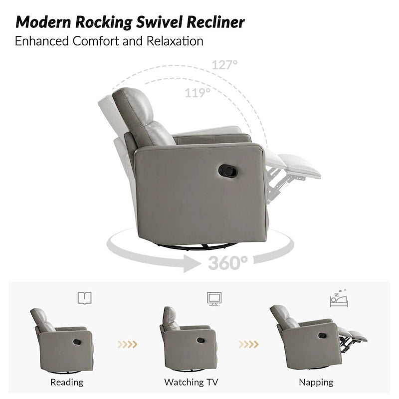 Genuine Leather Swivel Rocker Recliner (Set of 2)