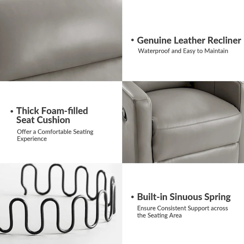 Genuine Leather Swivel Rocker Recliner (Set of 2)
