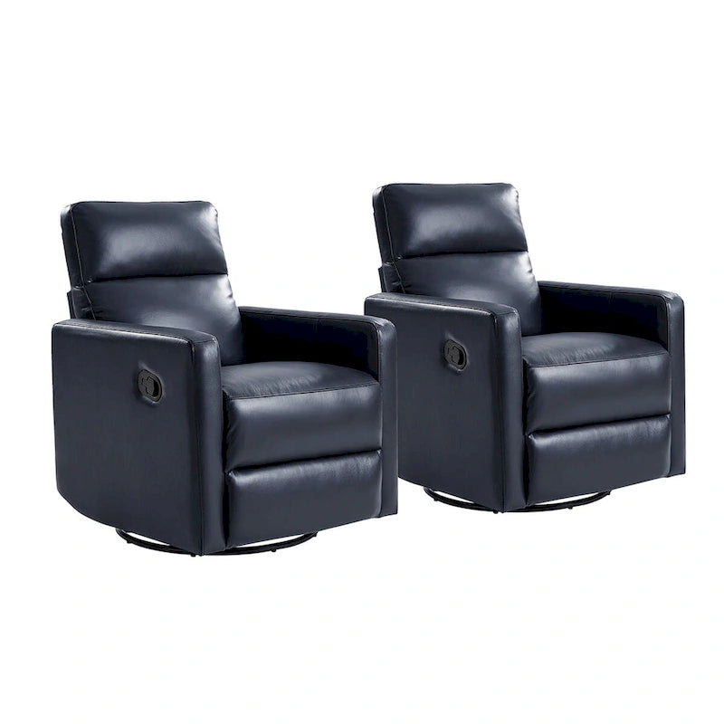 Genuine Leather Swivel Rocker Recliner (Set of 2)