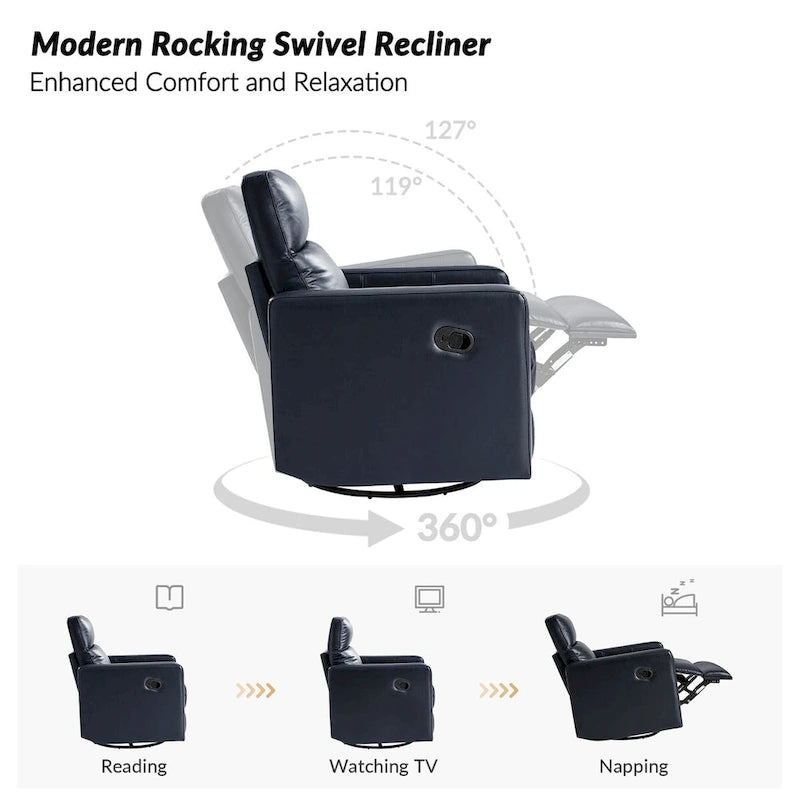 Genuine Leather Swivel Rocker Recliner (Set of 2)