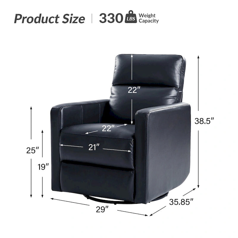 Genuine Leather Swivel Rocker Recliner (Set of 2)