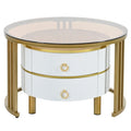 Nesting Coffee Table Set of 2, Tempered Glass Top with Iron Frame