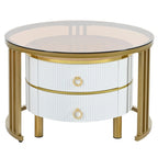 Nesting Coffee Table Set of 2, Tempered Glass Top with Iron Frame