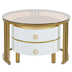 Nesting Coffee Table Set of 2, Tempered Glass Top with Iron Frame