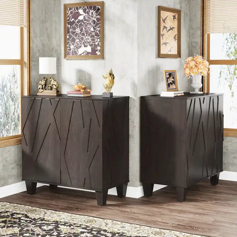 55 Zoll Sideboard, Holz-Buffetschrank mit verstellbarem Einlegeboden
