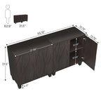 55 Zoll Sideboard, Holz-Buffetschrank mit verstellbarem Einlegeboden