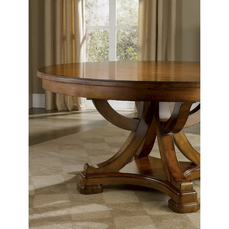 Round Pedestal Dining Table with 18" Leaf