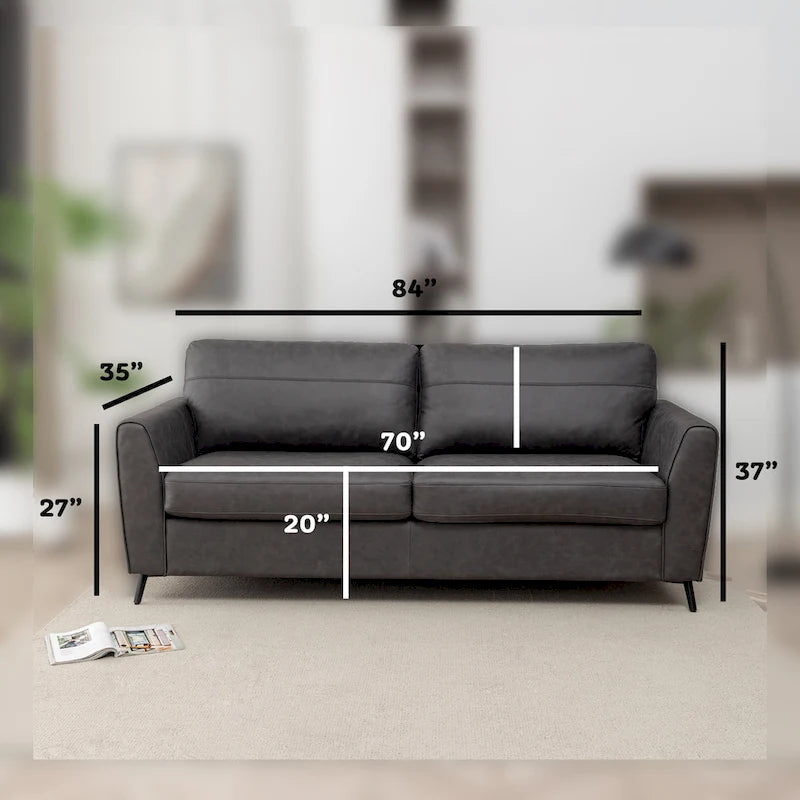 Faux Leather Sleeper Sofa with Memory Foam Mattress