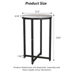 Round End Table Set of 2 with Faux Marble Top and Metal Frame