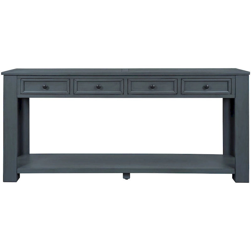 4-Drawer Console Table with Lower Shelf