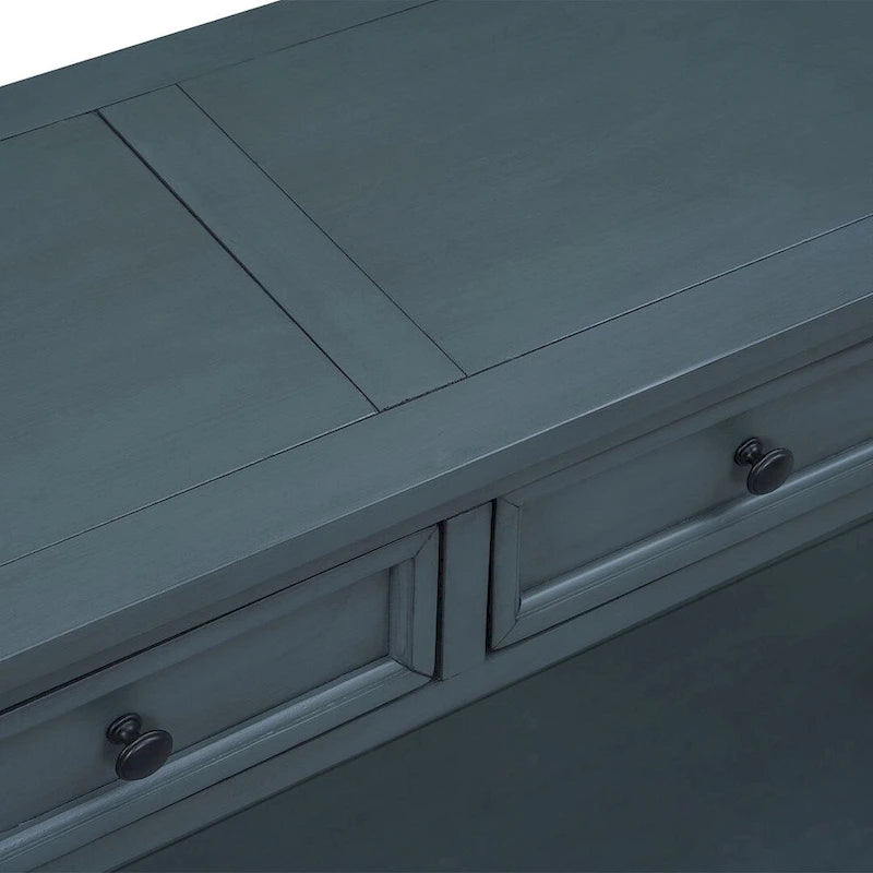 4-Drawer Console Table with Lower Shelf
