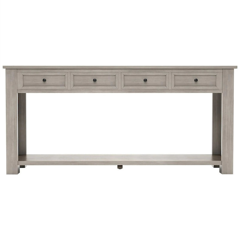 4-Drawer Console Table with Lower Shelf
