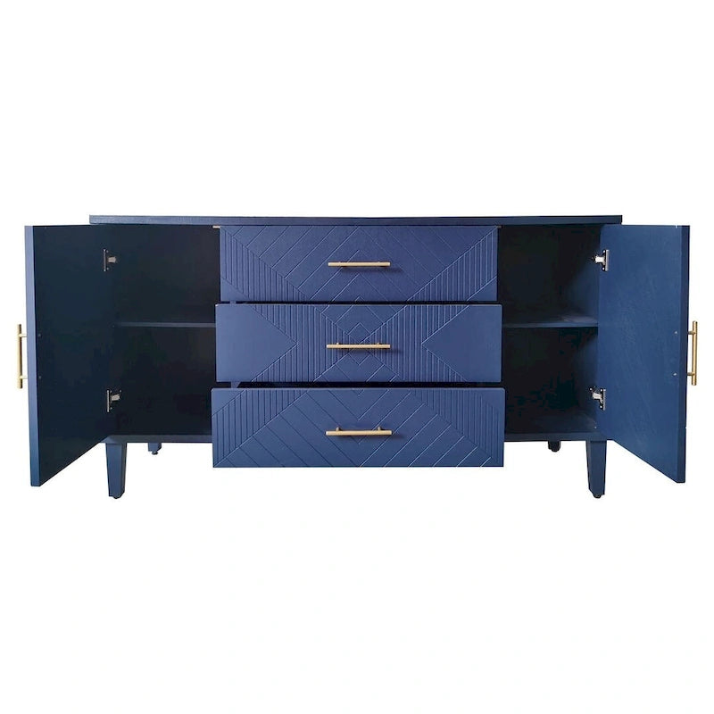 Stilvolles und funktionales Buffet-/Sideboard-Möbelstück mit geschnitztem Effekt