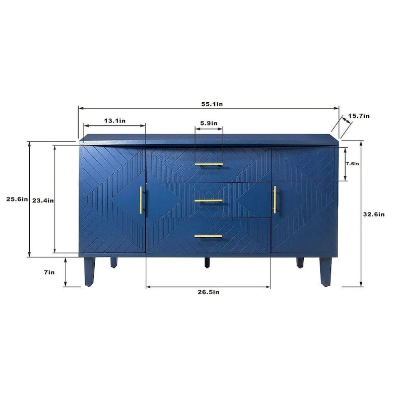 Stilvolles und funktionales Buffet-/Sideboard-Möbelstück mit geschnitztem Effekt