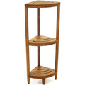 Three-Tier Corner Teak Bath Shelf