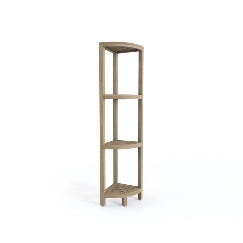 Three-Tier Corner Teak Bath Shelf