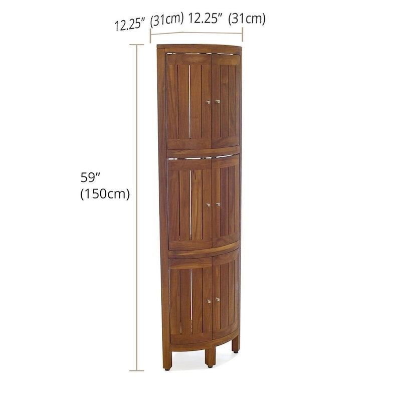Three-Tier Corner Teak Bath Shelf