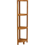 Three-Tier Corner Teak Bath Shelf