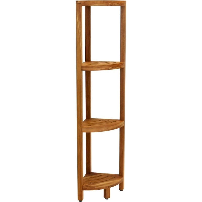Three-Tier Corner Teak Bath Shelf