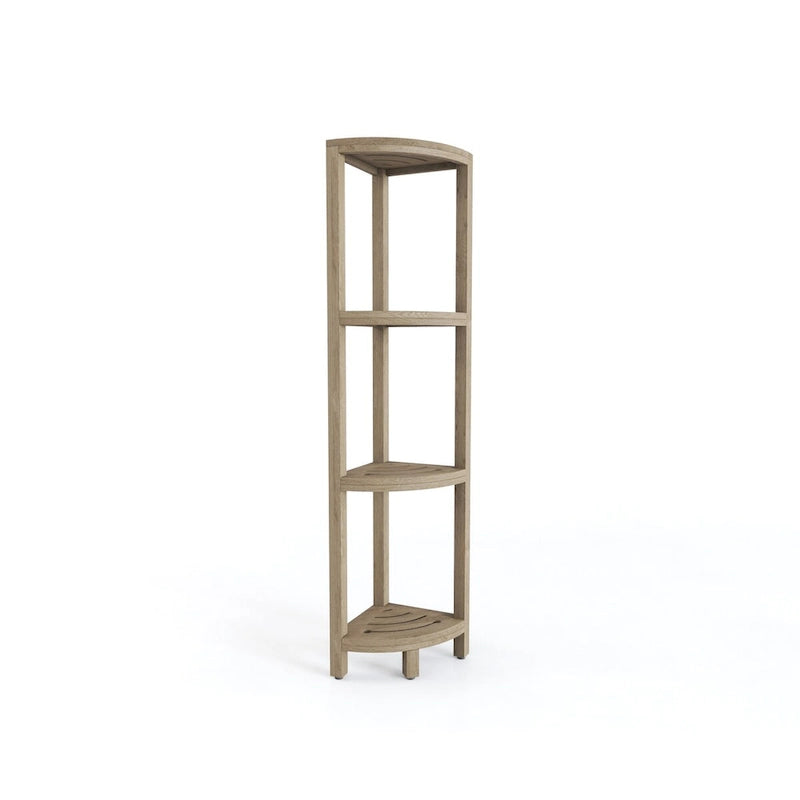 Three-Tier Corner Teak Bath Shelf