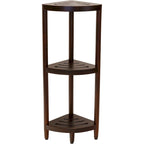 Three-Tier Corner Teak Bath Shelf