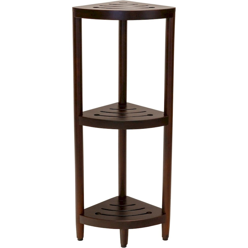 Three-Tier Corner Teak Bath Shelf