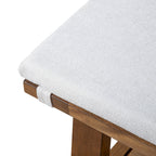 Rustic Ivory Padded Fabric 60-Inch Dining Bench