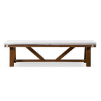 Rustic Ivory Padded Fabric 60-Inch Dining Bench