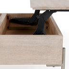 Couchtisch mit Hebefunktion aus Mangoholz in Weiß